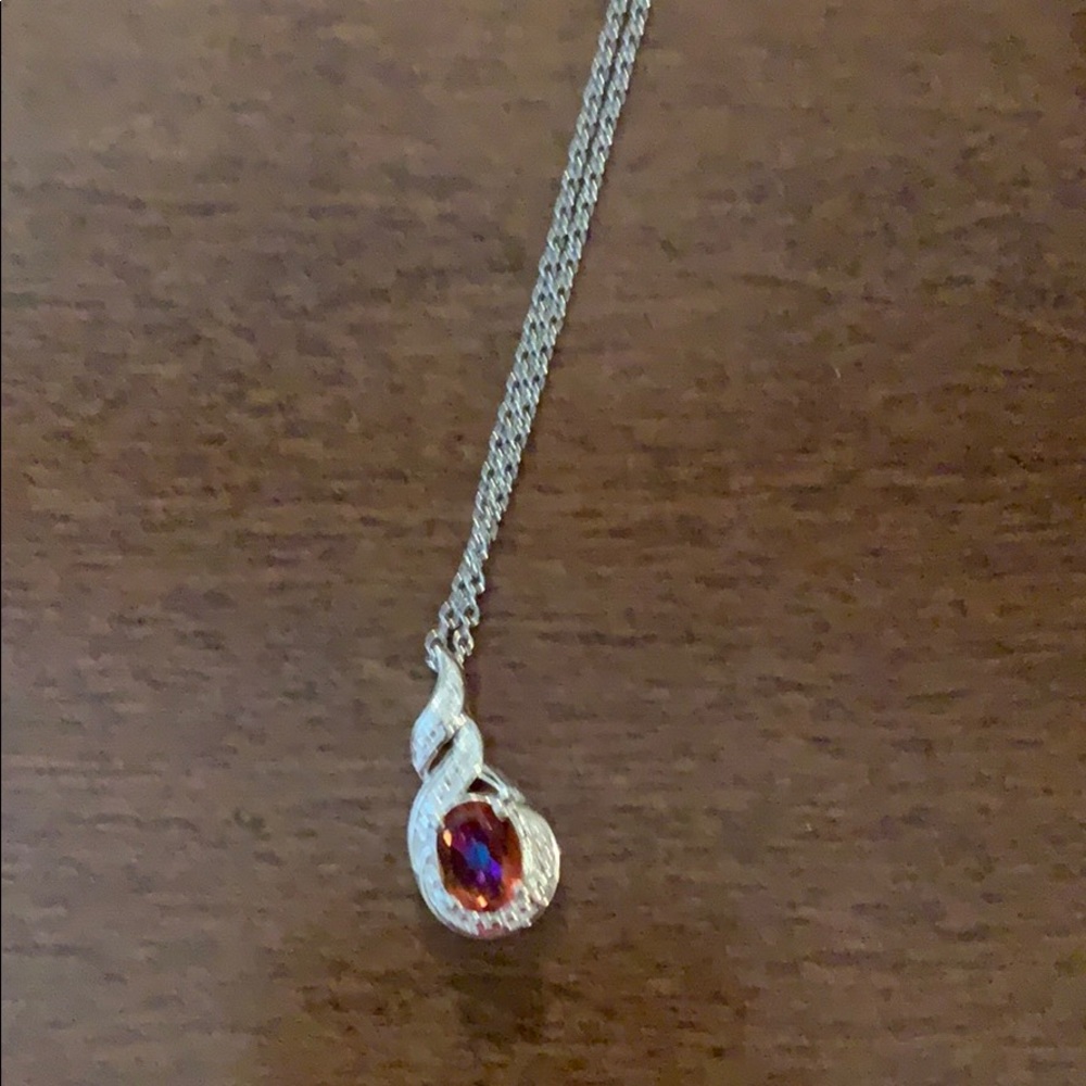 Sterling silver and pink gem